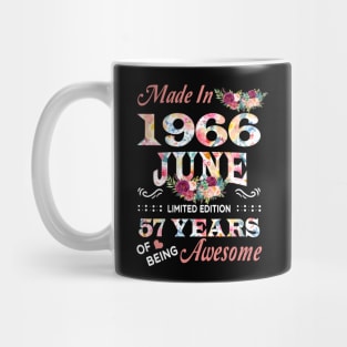 Made In 1966 Floral June 57 Years Of Being Awesome Mug